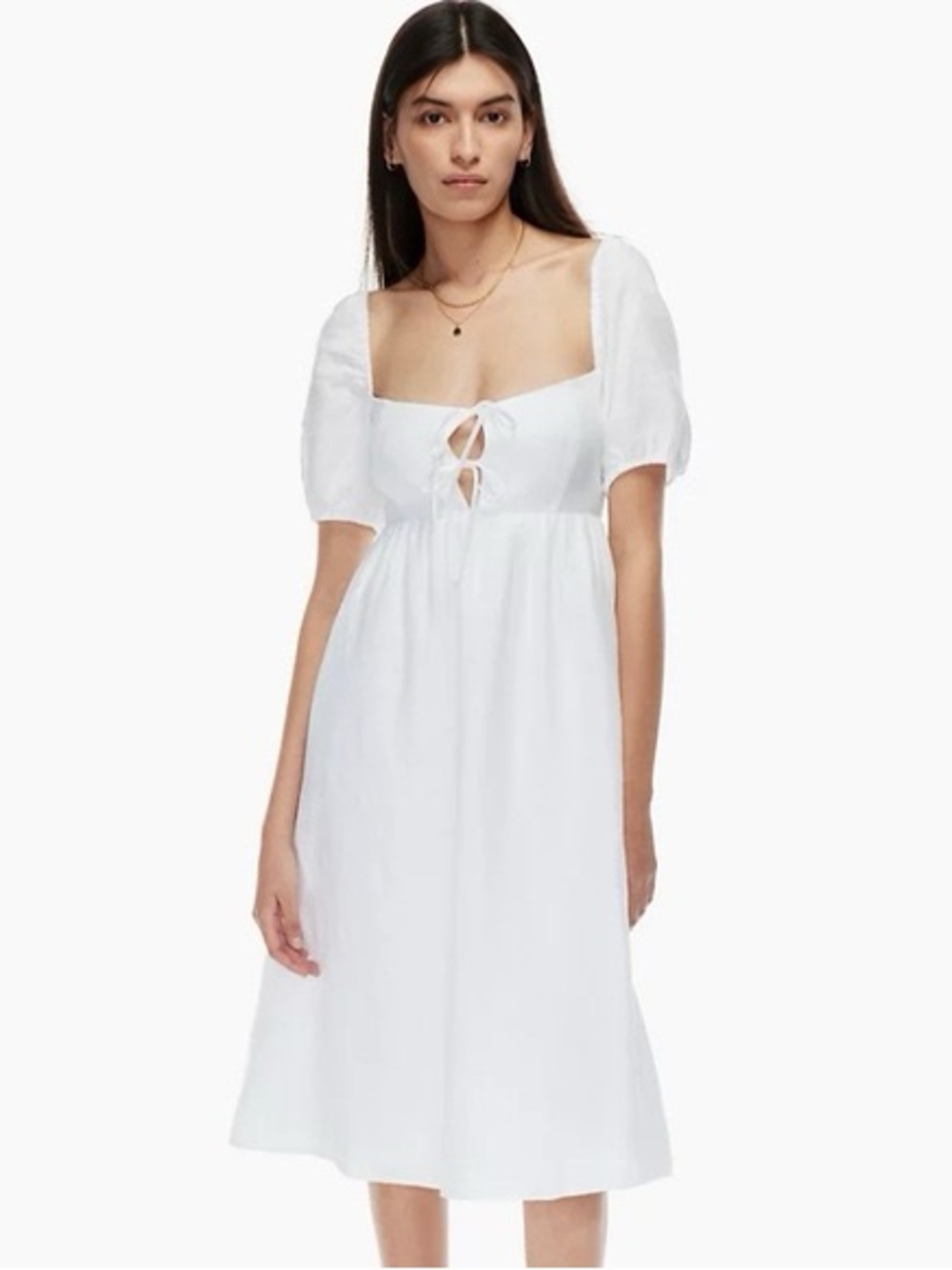 Wilfred White Square-Neck Tie-Front Midi Dress